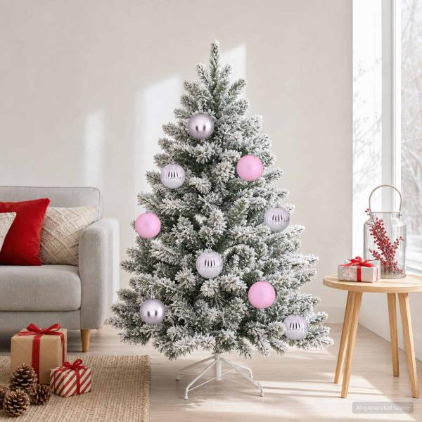 ARDEBO.de - Weihnachtsbaumkugel Set XL 9 stk. Rosa Ø 15 cm Kunststoff