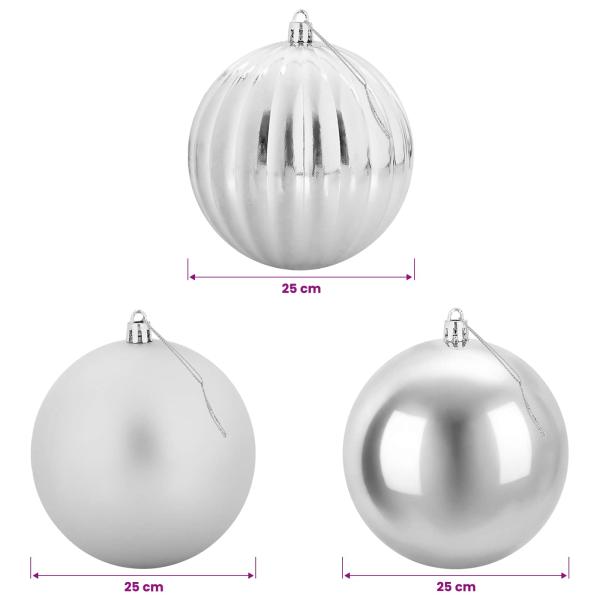 Weihnachtskugel-Set XXL 3 stk. Silber Ø 25 cm Kunststoff