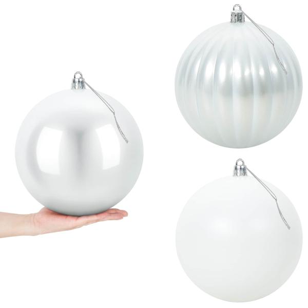 Weihnachtskugel-Set XXL 3 stk. Weiß Durchmesser 25 cm