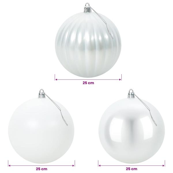 Weihnachtskugel-Set XXL 3 stk. Weiß Durchmesser 25 cm