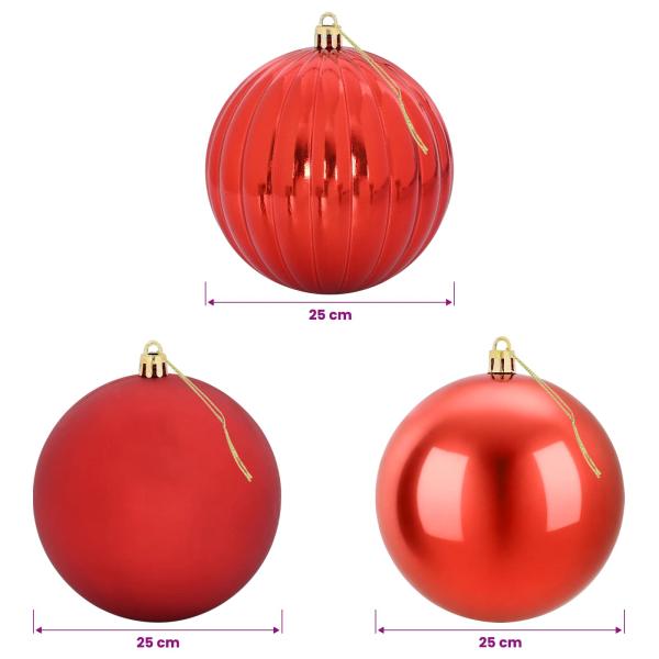 Weihnachtskugel-Set XXL 3 stk. Rot Durchm. 25 cm Kunststoff