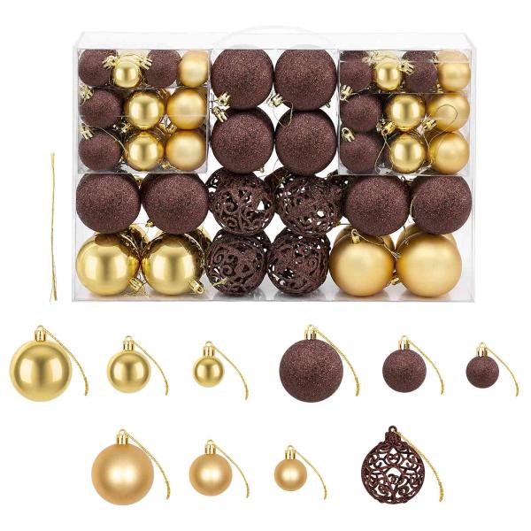 ARDEBO.de - 100-tlg. Weihnachtskugel-Set 3/4/6 cm Braun/Bronze/Golden