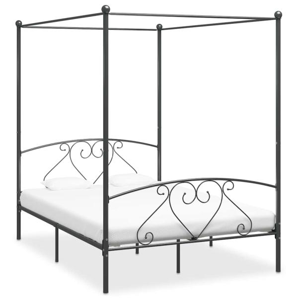 ARDEBO.de - Himmelbett-Gestell Grau Metall 140 x 200 cm
