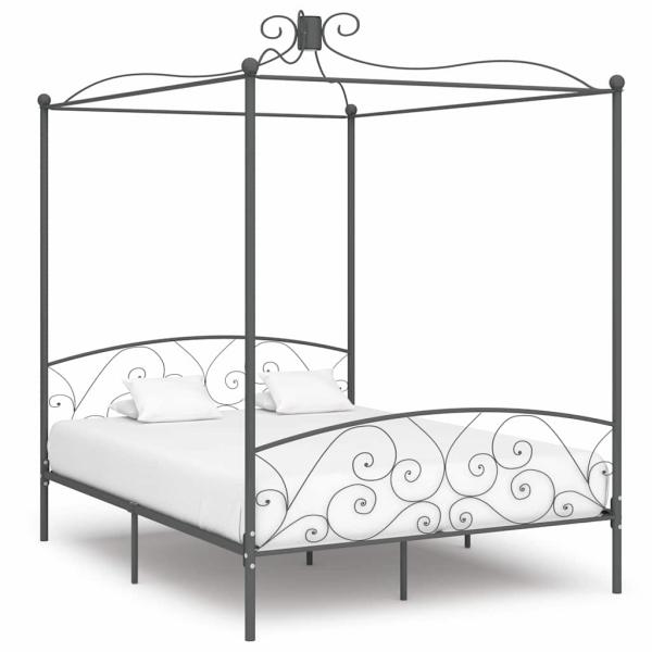 ARDEBO.de - Himmelbett-Gestell Grau Metall 160 x 200 cm