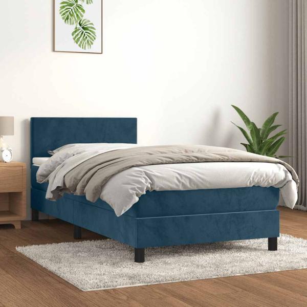 ARDEBO.de - Boxspringbett mit Matratze Dunkelblau 80x200 cm Samt