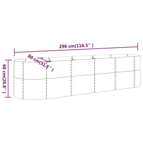 Hochbeet Verzinkter Stahl 296x80x68 cm Silbern