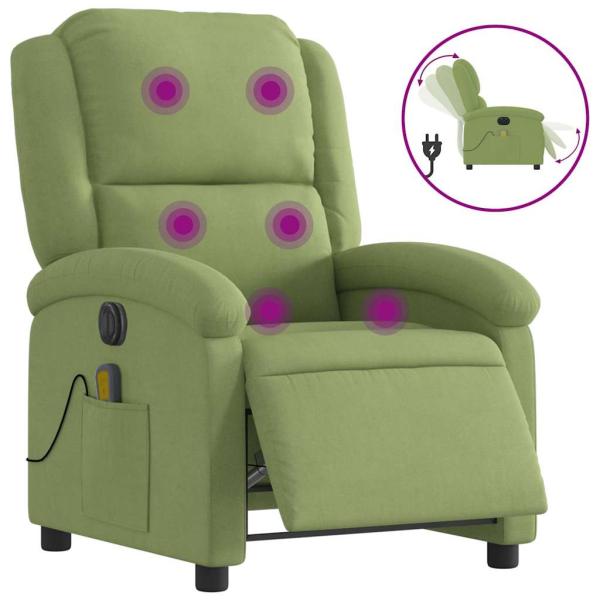 Massagesessel Elektrisch Hellgrün Samt