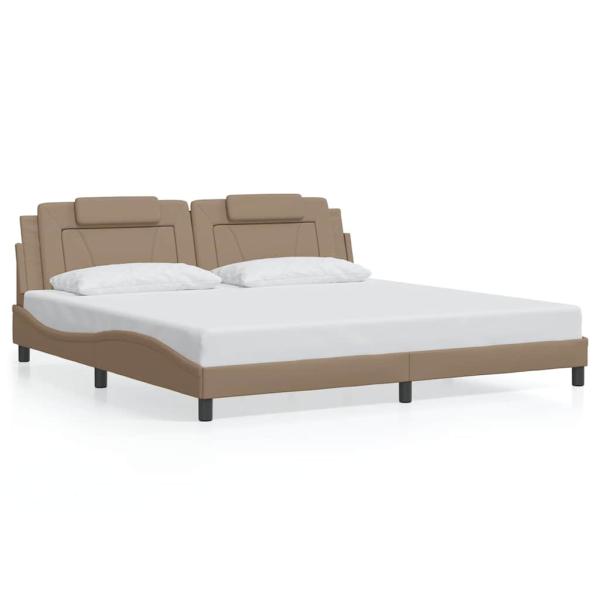 Bettgestell "Viana" ohne Matratze Cappuccino-Braun 200x200 cm Kunstleder