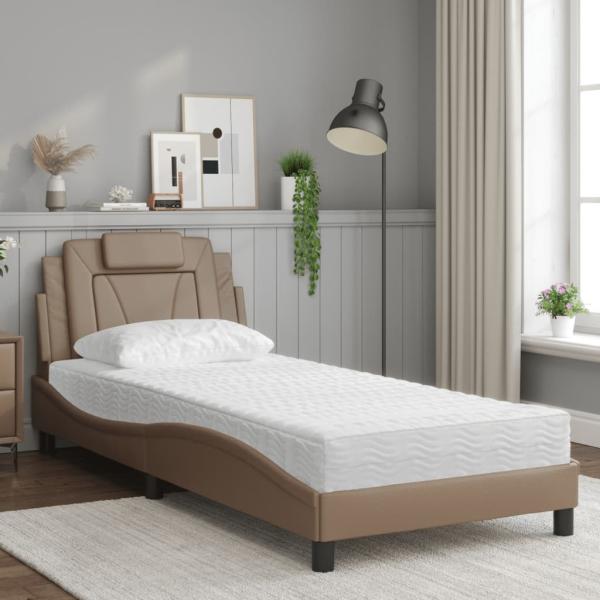 Bett "Viana" mit Matratze Cappuccino 90x190 cm Kunstleder