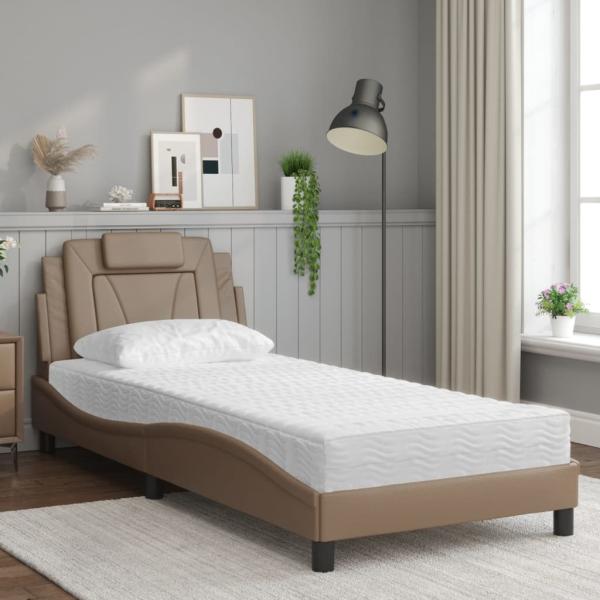 Bett "Viana" mit Matratze Cappuccino 90x200 cm Kunstleder