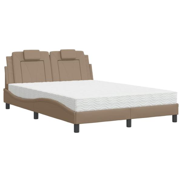 Bett "Viana" mit Matratze Cappuccino 140x200 cm Kunstleder