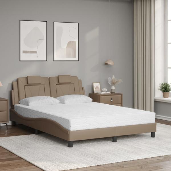 Bett "Viana" mit Matratze Cappuccino 140x200 cm Kunstleder