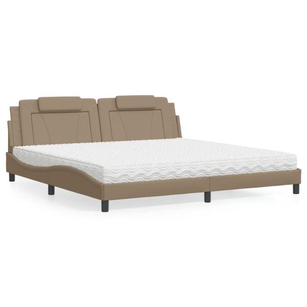 ARDEBO.de - Bett "Viana" mit Matratze Cappuccino 200x200 cm Kunstleder