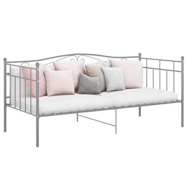ARDEBO.de - Schlafsofa Bettgestell Grau Metall 90x200 cm