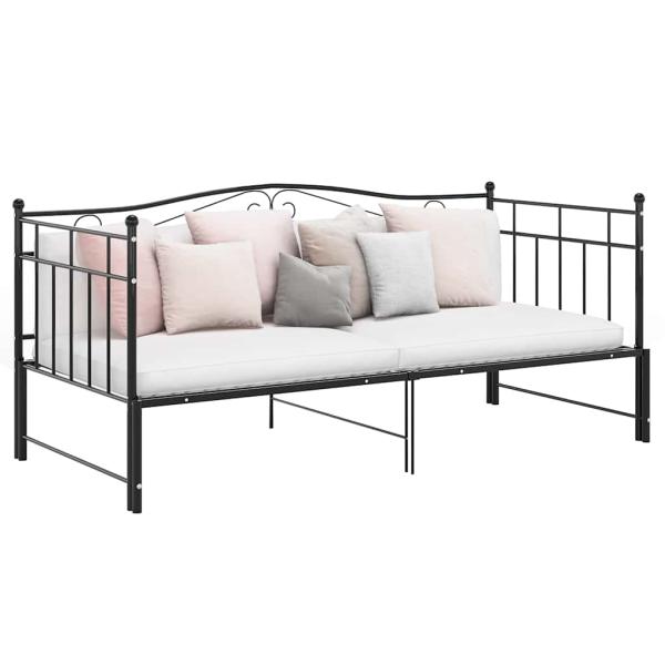 ARDEBO.de - Ausziehsofa Bettgestell Schwarz Metall 90x200 cm