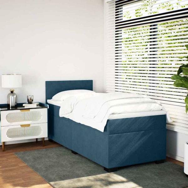 Boxspringbett mit Matratze Dunkelblau 80x200 cm Samt