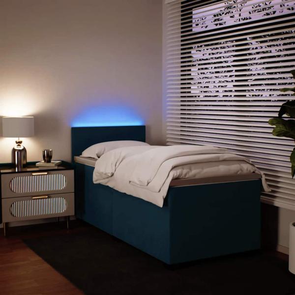 ARDEBO.de - Boxspringbett mit Matratze Blau 80x200 cm Samt