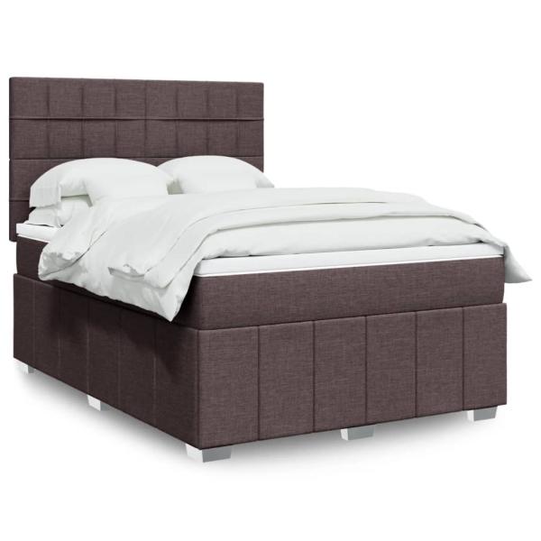 ARDEBO.de - Boxspringbett mit Matratze Dunkelbraun 160x200 cm Stoff