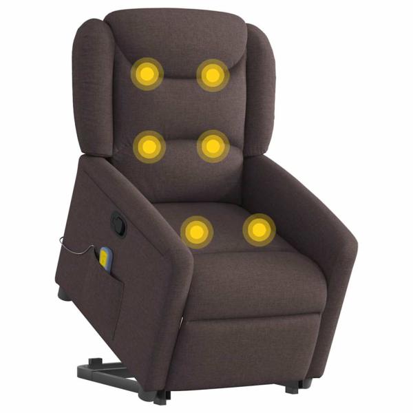 Massagesessel mit Aufstehhilfe Dunkelbraun Stoff