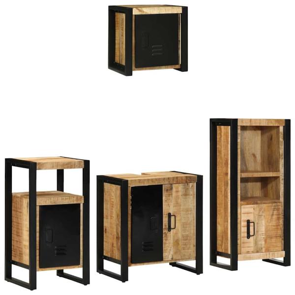 Badezimmermöbel-Set 4 stk. Braun und Schwarz 55 x 35 x 60 cm