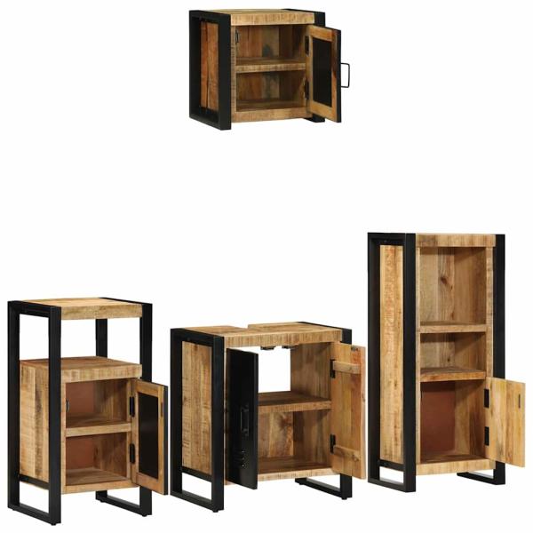 Badezimmermöbel-Set 4 stk. Braun und Schwarz 55 x 35 x 60 cm