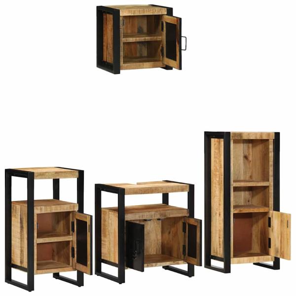 Badezimmermöbel-Set 4 stk. Braun und Schwarz 55 x 35 x 60 cm