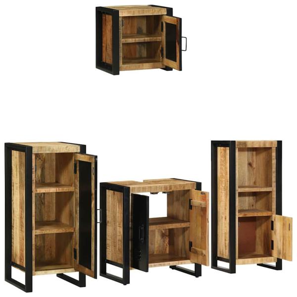 Badezimmermöbel-Set 4 stk. Braun und Schwarz 40 x 35 x 90 cm