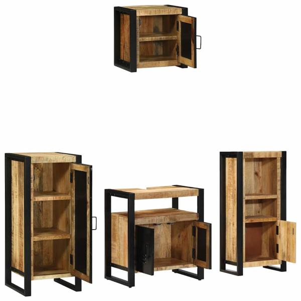Badezimmermöbel-Set 4 stk. Braun und Schwarz 40 x 35 x 90 cm
