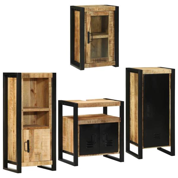 ARDEBO.de - Badezimmermöbel-Set 4 Stk. Braun Massives Mangoholz