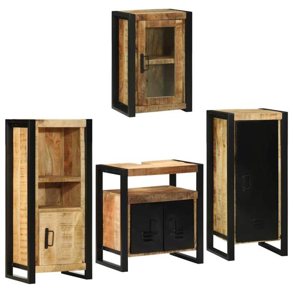 Badezimmermöbel-Set 4 Stk. Braun Massives Mangoholz