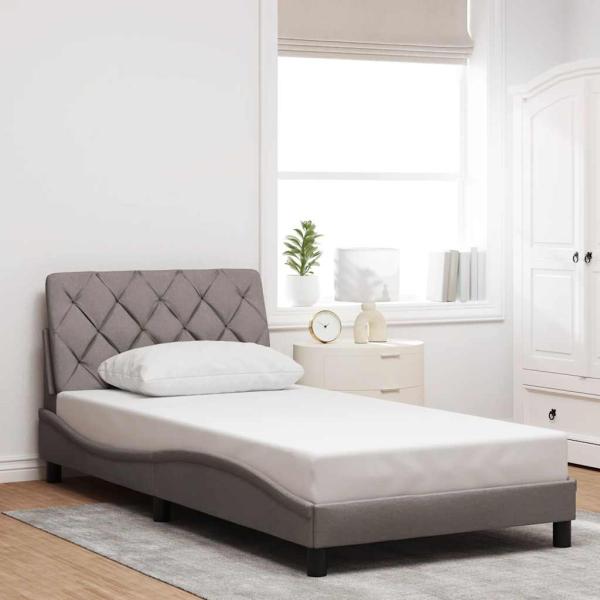 Bettgestell mit LED ohne Matratze Taupe 100x200 cm Stoff