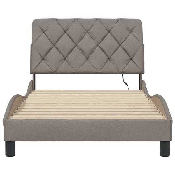 Bettgestell mit LED ohne Matratze Taupe 100x200 cm Stoff