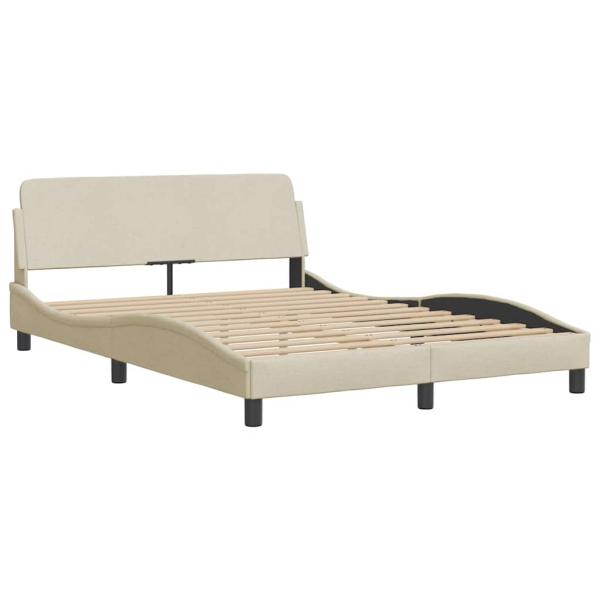 Bettgestell mit LED ohne Matratze Creme 140x190 cm Stoff