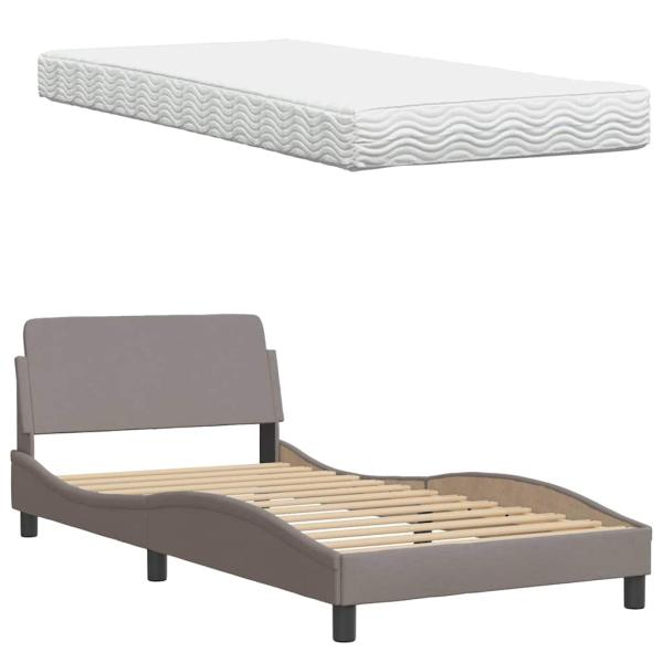 Bett mit Matratze Taupe 100x200 cm Stoff