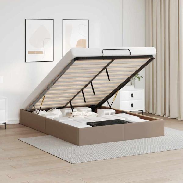 ARDEBO.de - Ottoman-Bett ohne Matratze Cappucino 140x190cm Kunstleder