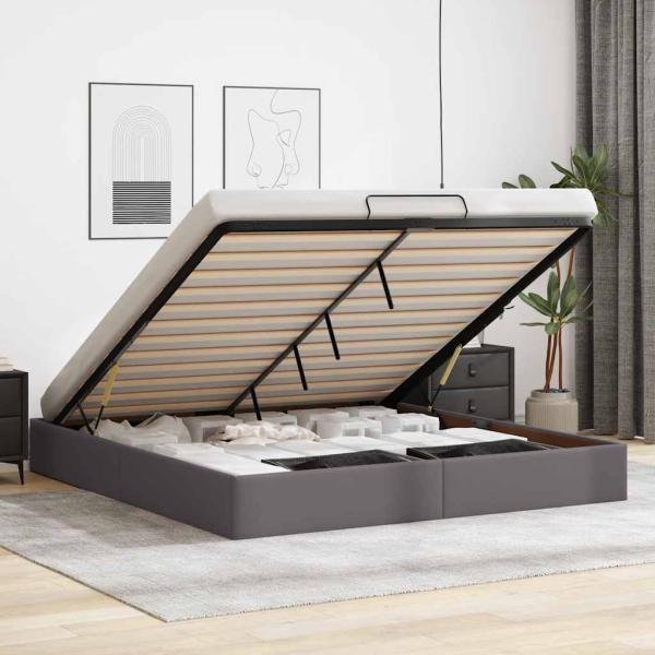 ARDEBO.de - Ottoman-Bett ohne Matratze Grau 180x200 cm Kunstleder