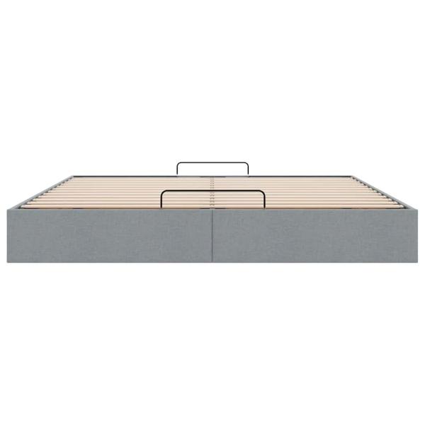 Ottoman-Bett ohne Matratze Hellgrau 200x200 cm Stoff