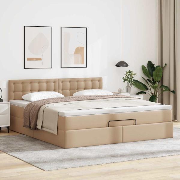 Ottoman-Bett mit Matratze Cappuccino-Braun 140x190cm Kunstleder