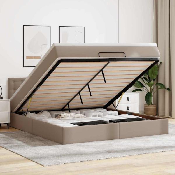 ARDEBO.de - Ottoman-Bett mit Matratze Cappuccino-Braun 180x200cm Kunstleder