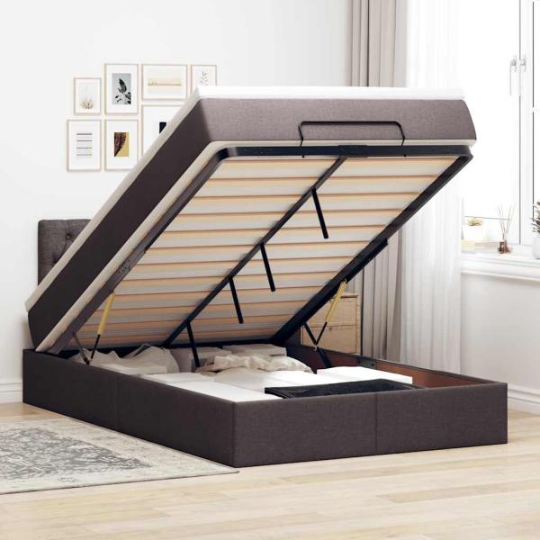 ARDEBO.de - Ottoman-Bett mit Matratze Dunkelbraun 120x200 cm Stoff