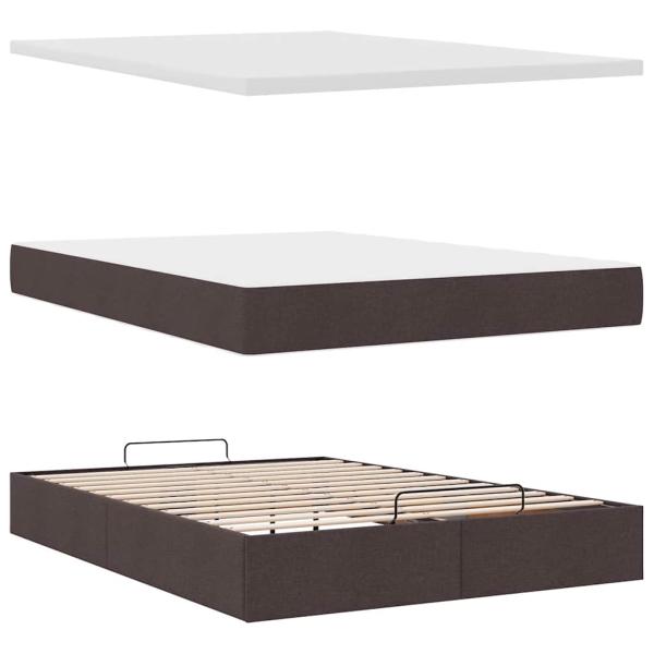 Ottoman-Bett mit Matratze Dunkelbraun 140x190 cm Stoff