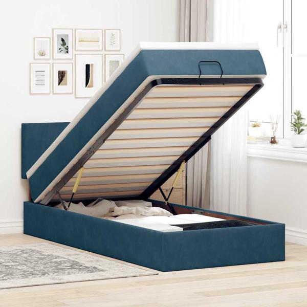ARDEBO.de - Ottoman-Bett mit Matratze Dunkelblau 80x200 cm Samt