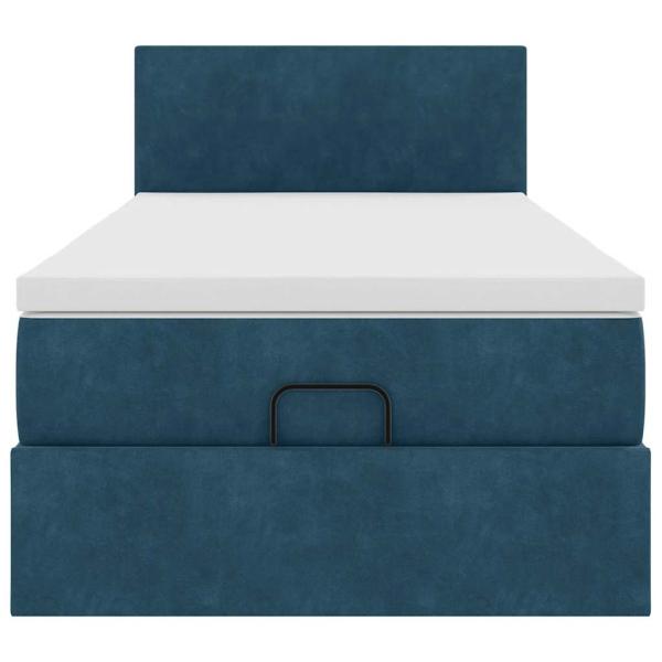 Ottoman-Bett mit Matratze Dunkelblau 90x190 cm Samt