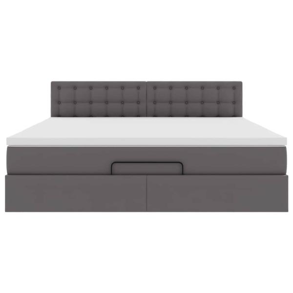 Ottoman-Bett mit Matratzen & LEDs Grau 160x200 cm Kunstleder