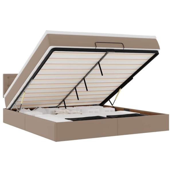 Ottoman-Bett mit Matratzen & LEDs Cappuccino-Braun 160x200cm