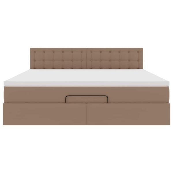Ottoman-Bett mit Matratzen & LEDs Cappuccino-Braun 180x200cm