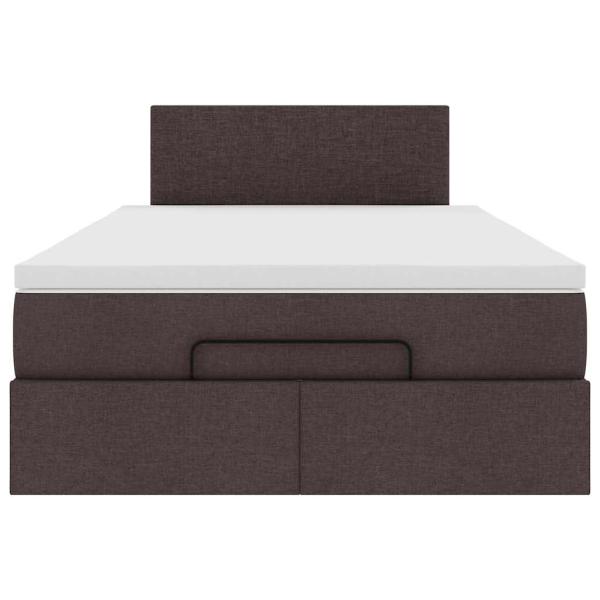 Ottoman-Bett mit Matratze & LEDs Dunkelbraun 120x200 cm Stoff
