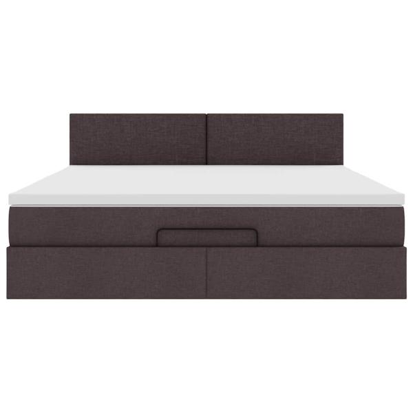 Ottoman-Bett mit Matratze & LEDs Dunkelbraun 160x200 cm Stoff