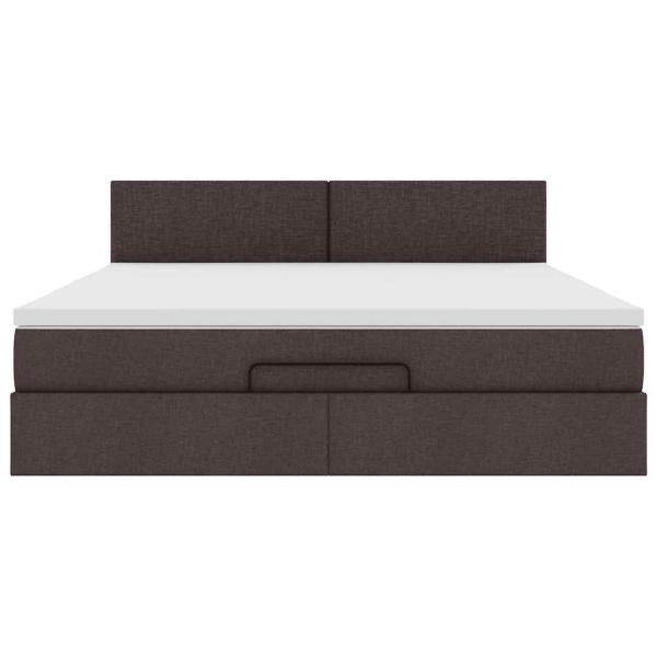 Ottomane Bett mit Matratze & LEDs Dunkelbraun 180x200 cm Stoff