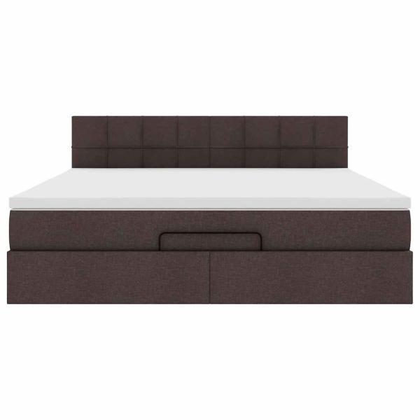 Ottomane Bett mit Matratze & LEDs Dunkelbraun 180x200 cm Stoff